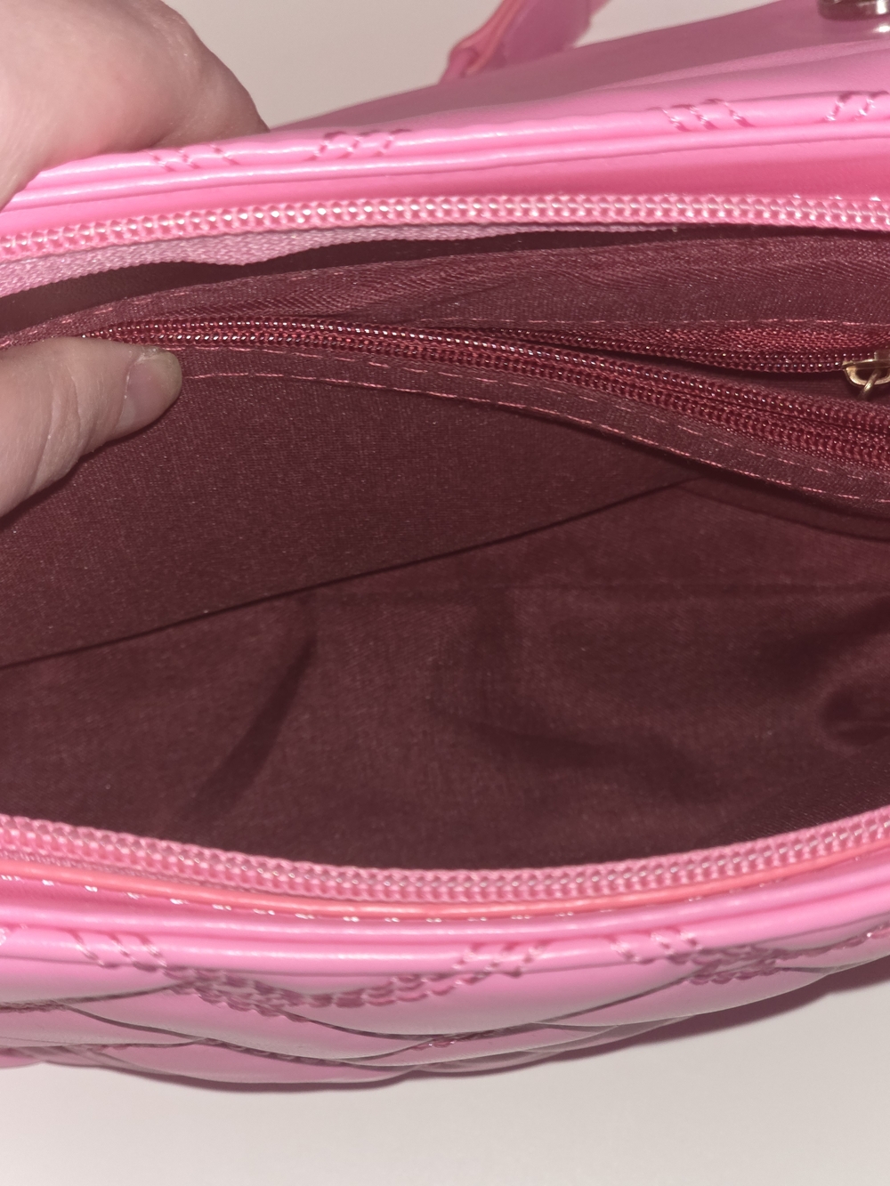 Dolls Kill Pink Quilted Chain-Detail Crossbody Bag - Picture 7 of 15